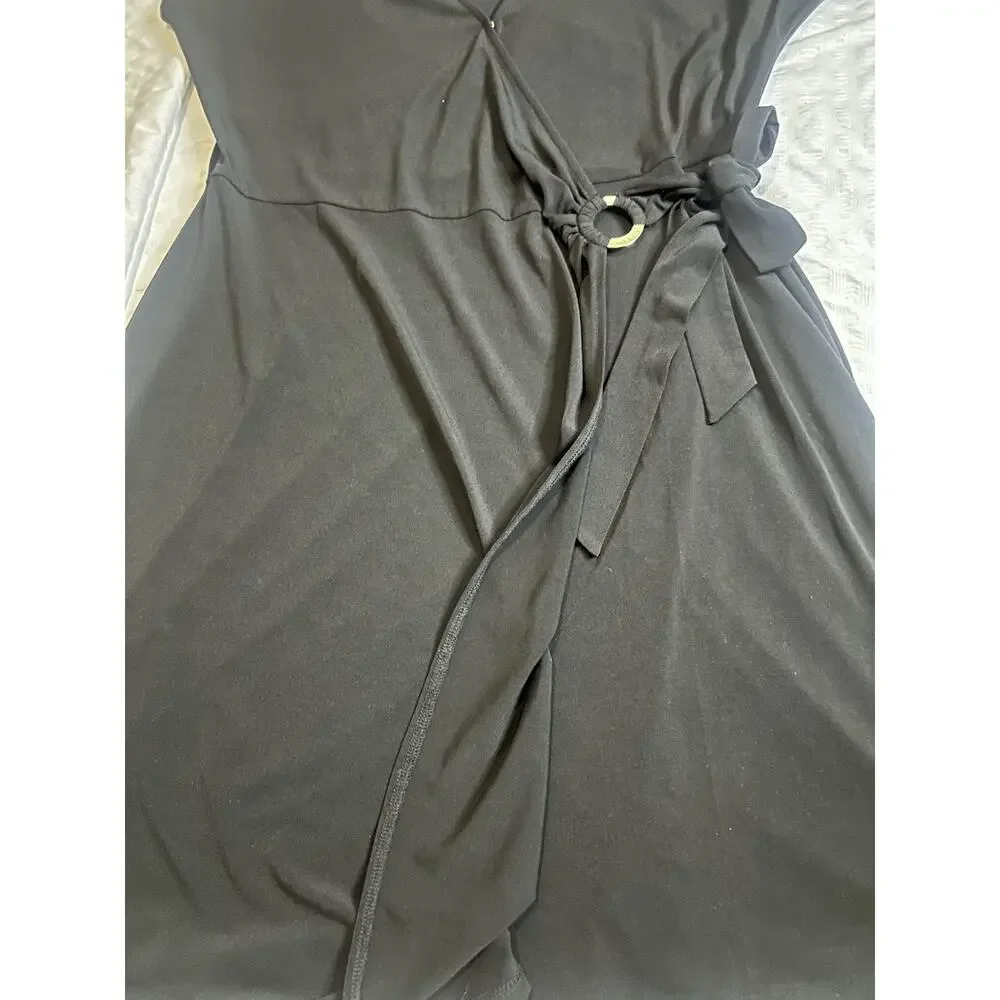 Michael Kors Front Wrap Black Dress Women's Size XL - Picture 8 of 9